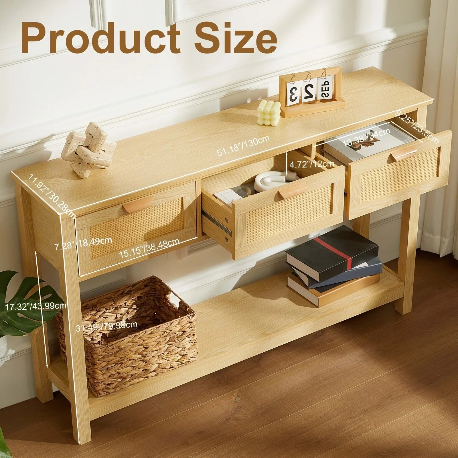 Classic Wooden Console Table with Drawers and Shelves, Hardwood MDF Entrance Desk, Elegant Storage Solution, with Ample Storage Space for Entryway, Living Room, and More House Of Avana