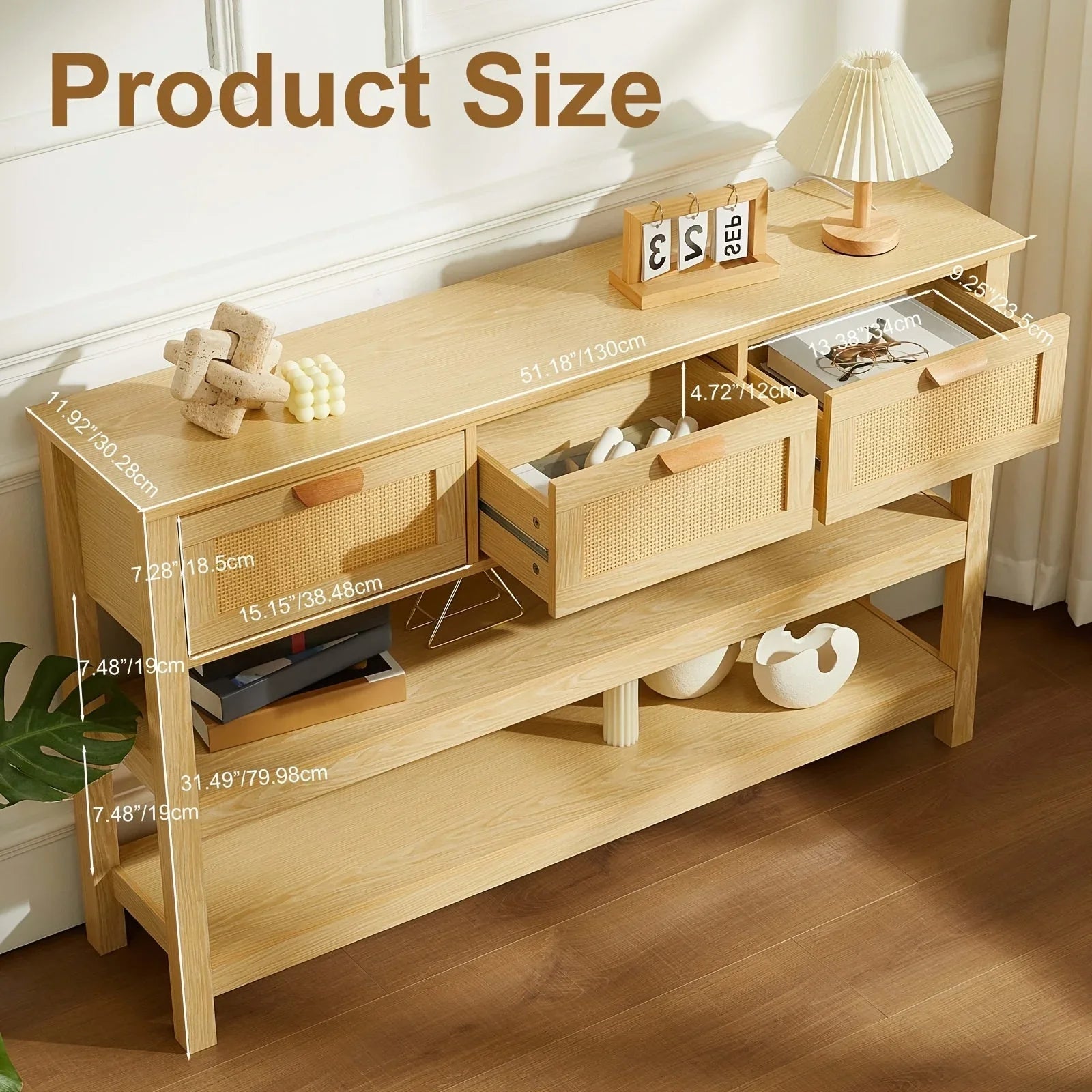 Classic Wooden Console Table with Drawers and Shelves, Hardwood MDF Entrance Desk, Elegant Storage Solution, with Ample Storage Space for Entryway, Living Room, and More House Of Avana