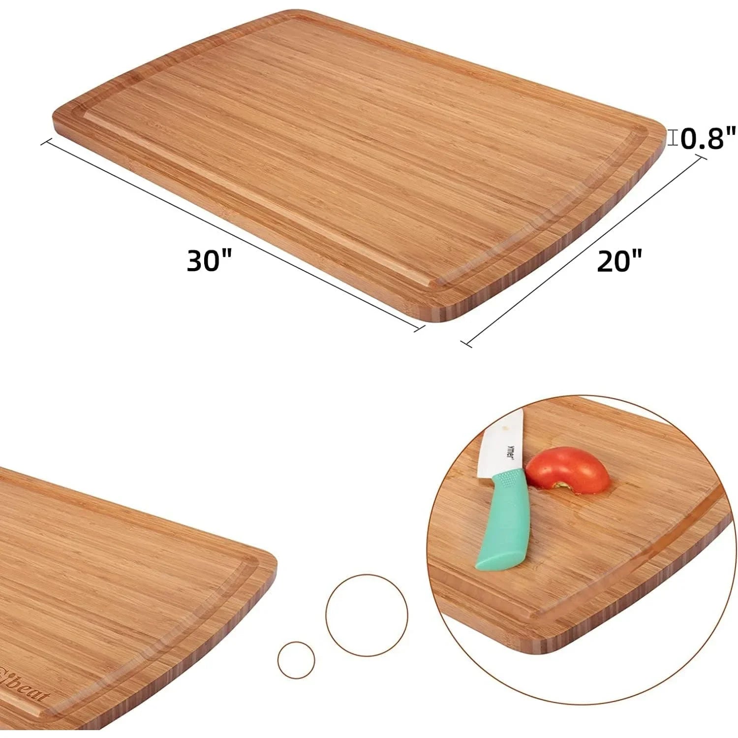 Extra Large Xxxl Bamboo Cutting Board 76.2 X 50.8 Cm, Big Wooden Butcher Block for Turkey, Meat,... - House Of Avana
