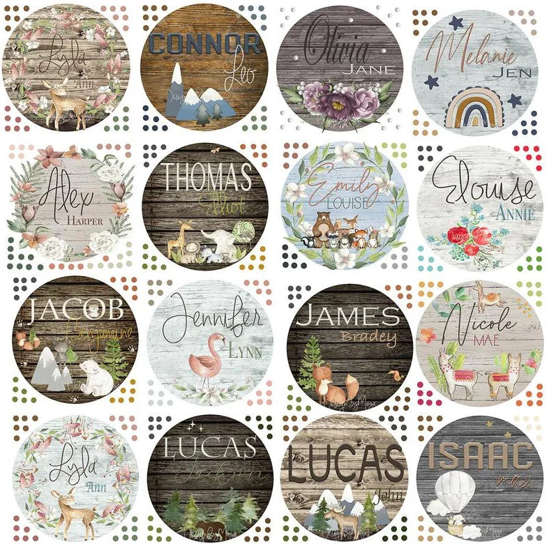*you Create* - Wooden Themed Name Tag - Fabric Nursery Wall Art Decals - Personalized By You, back view - House Of Avana