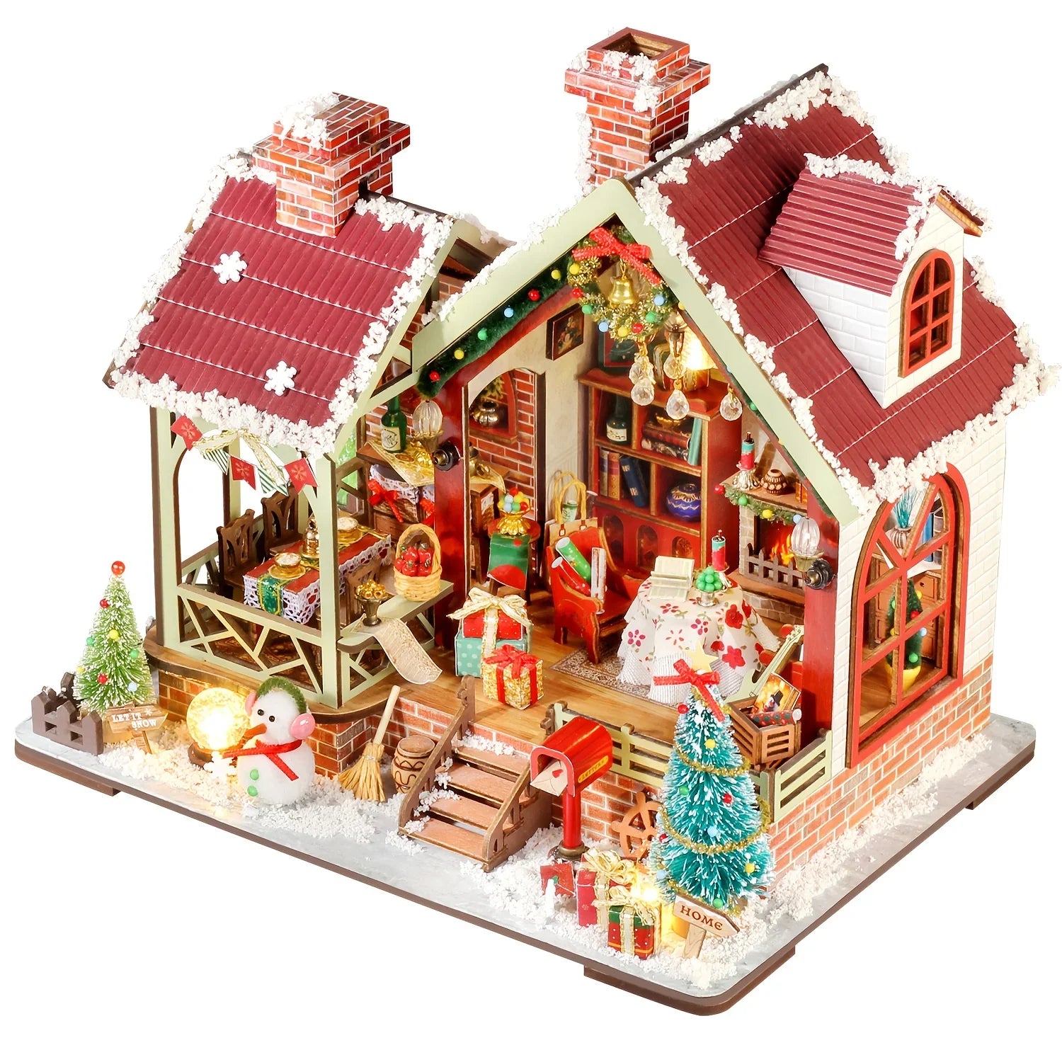 Gingerbread House Christmas Book Nook Kit with Wooden Details - House Of Avana