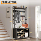 Industrial Modern Hall Tree with Bench - Heavy-duty Freestanding Entryway Storage Cabinet with Coat... - House Of Avana