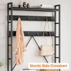 Industrial Modern Hall Tree with Bench - Heavy-duty Freestanding Entryway Storage Cabinet with Coat... - House Of Avana