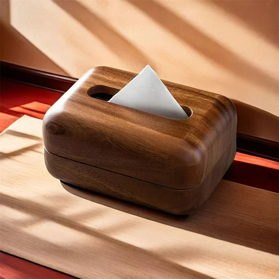 Tissue Box - Handcrafted Wooden with Lid, back view - House Of Avana