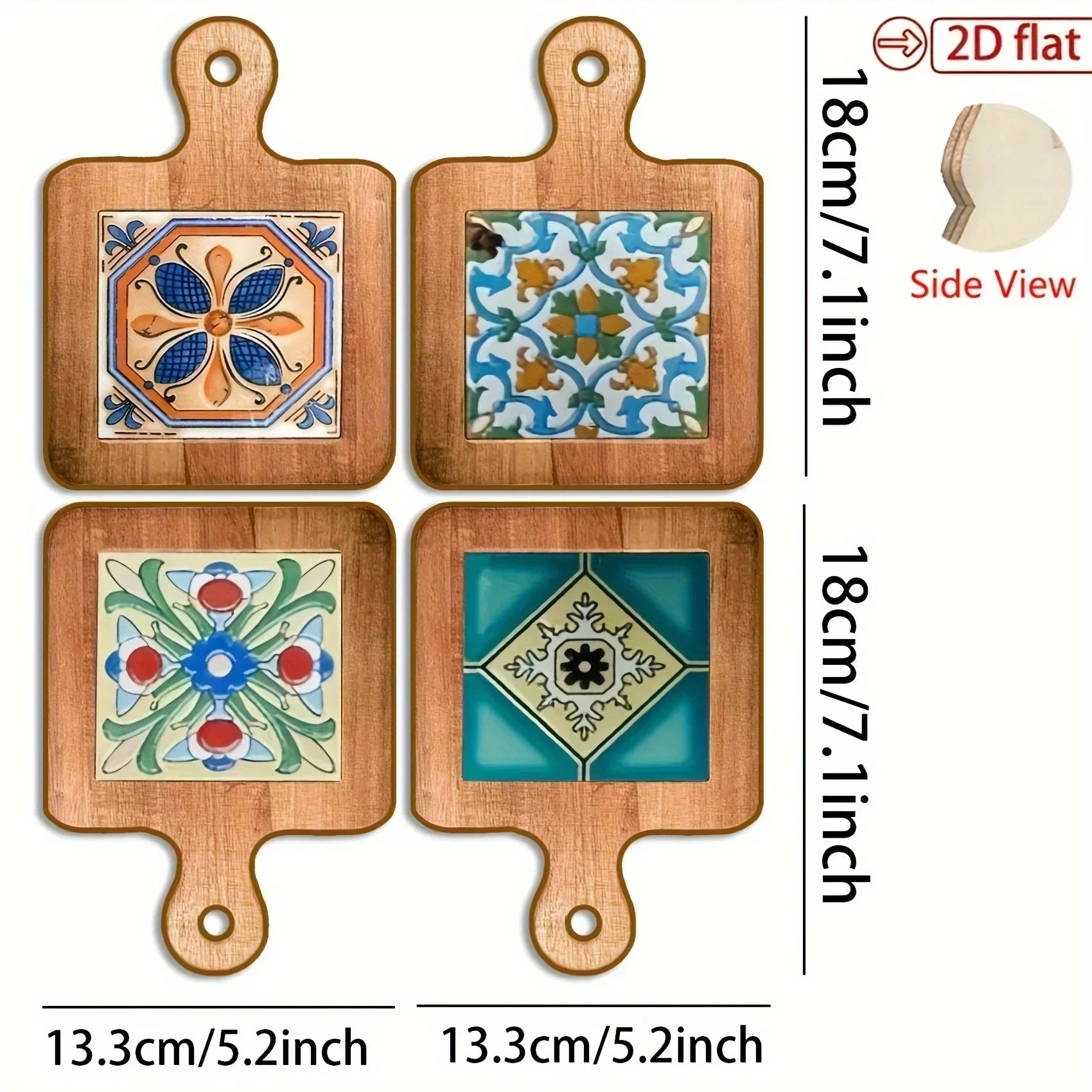 Wooden Heat-Resistant Pads - Floral Vintage