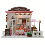 Wooden Mini Coffee Shop Model House, Handmade Doll House Kit, Furniture, Artistic Home Decoration, Educating Patience Skills, Fiberboard Structure, Perfect Valentine'S Day And Birthday Gifts House Of Avana [[SKU:HOA-XMS-043]]