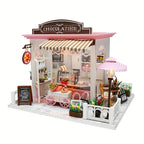 Wooden Mini Coffee Shop Model House, Handmade Doll House Kit, Furniture, Artistic Home Decoration, Educating Patience Skills, Fiberboard Structure, Perfect Valentine'S Day And Birthday Gifts House Of Avana [[SKU:HOA-XMS-043]]