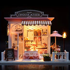 Wooden Mini Coffee Shop Model House, Handmade Doll House Kit, Furniture, Artistic Home Decoration, Educating Patience Skills, Fiberboard Structure, Perfect Valentine'S Day And Birthday Gifts House Of Avana [[SKU:HOA-XMS-043]]