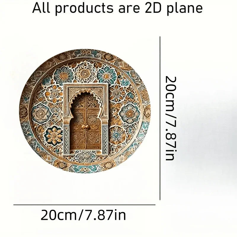 Wooden Moroccan Door Decor - Turquoise Arab Archway