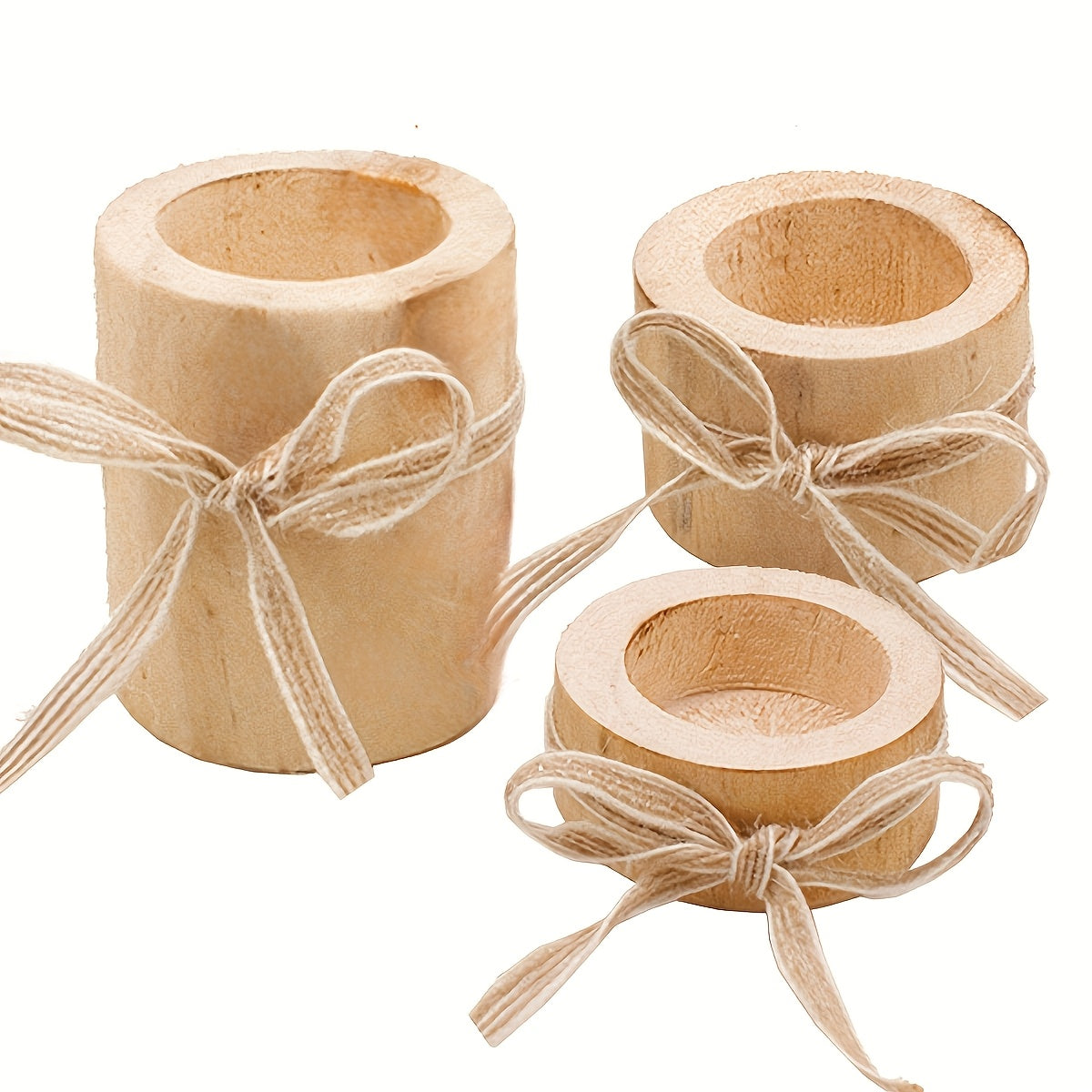Multifunctional Wooden Holders for Candles and Planters, back view - House Of Avana