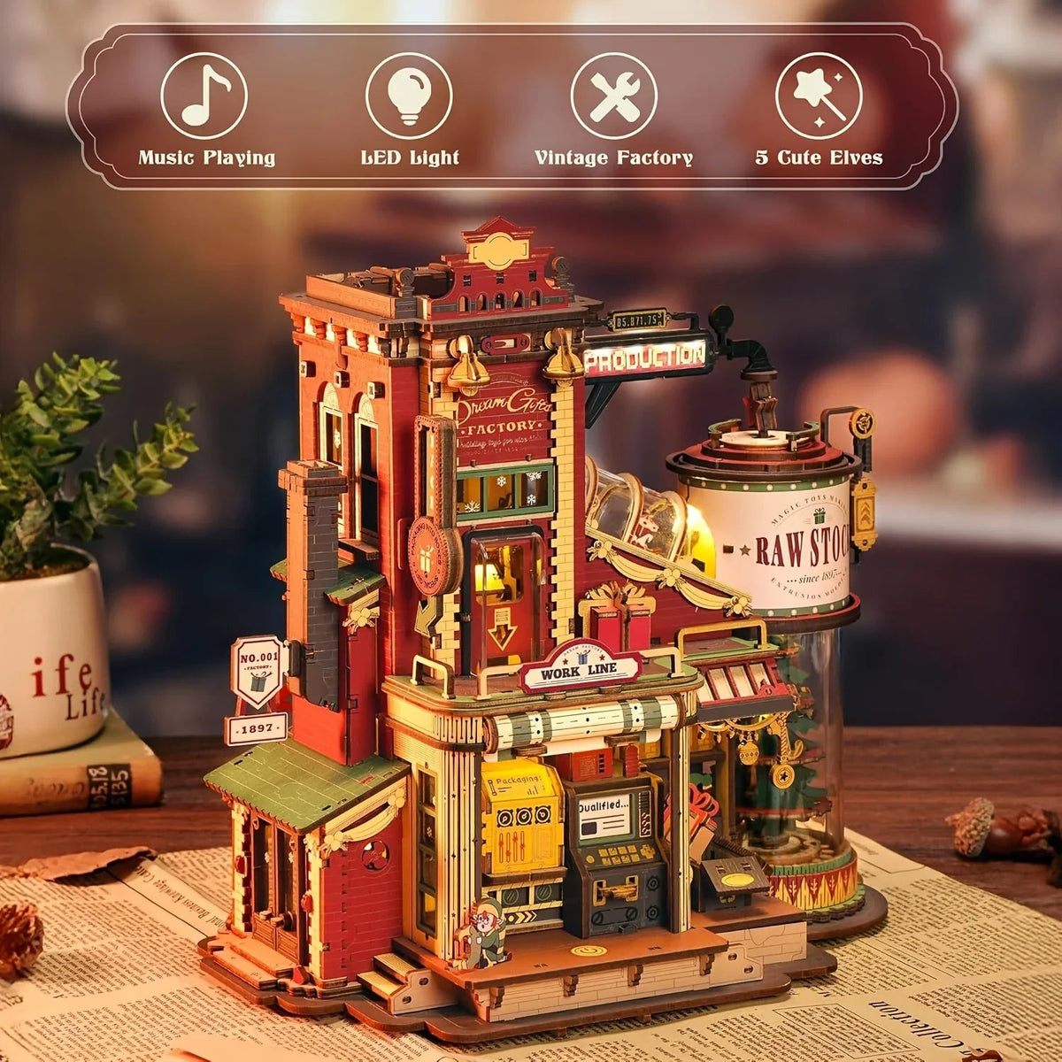 ROKR Dream Gift Factory Christmas Theme Dollhouse Music Box - Handcrafted Miniature Dollhouse with Rotating Carousel, Musical Figurines & Festive Decorations, Interactive Collectible Gift for Adults & Teens, Christmas Decor, House Of Avana [[SKU:HOA-XMS-034]]