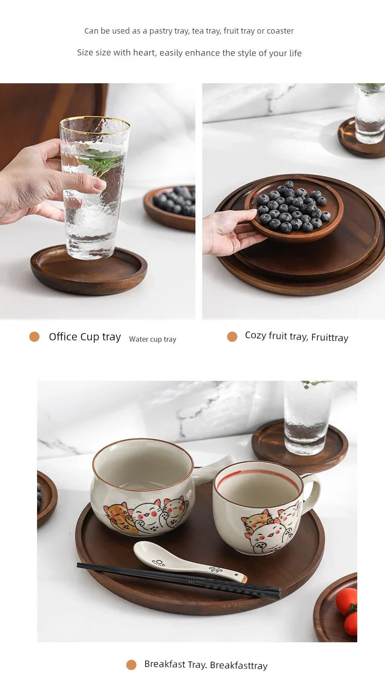 Round Wooden Tea Tray - House Of Avana [[SKU:HOA-KAC-405]]