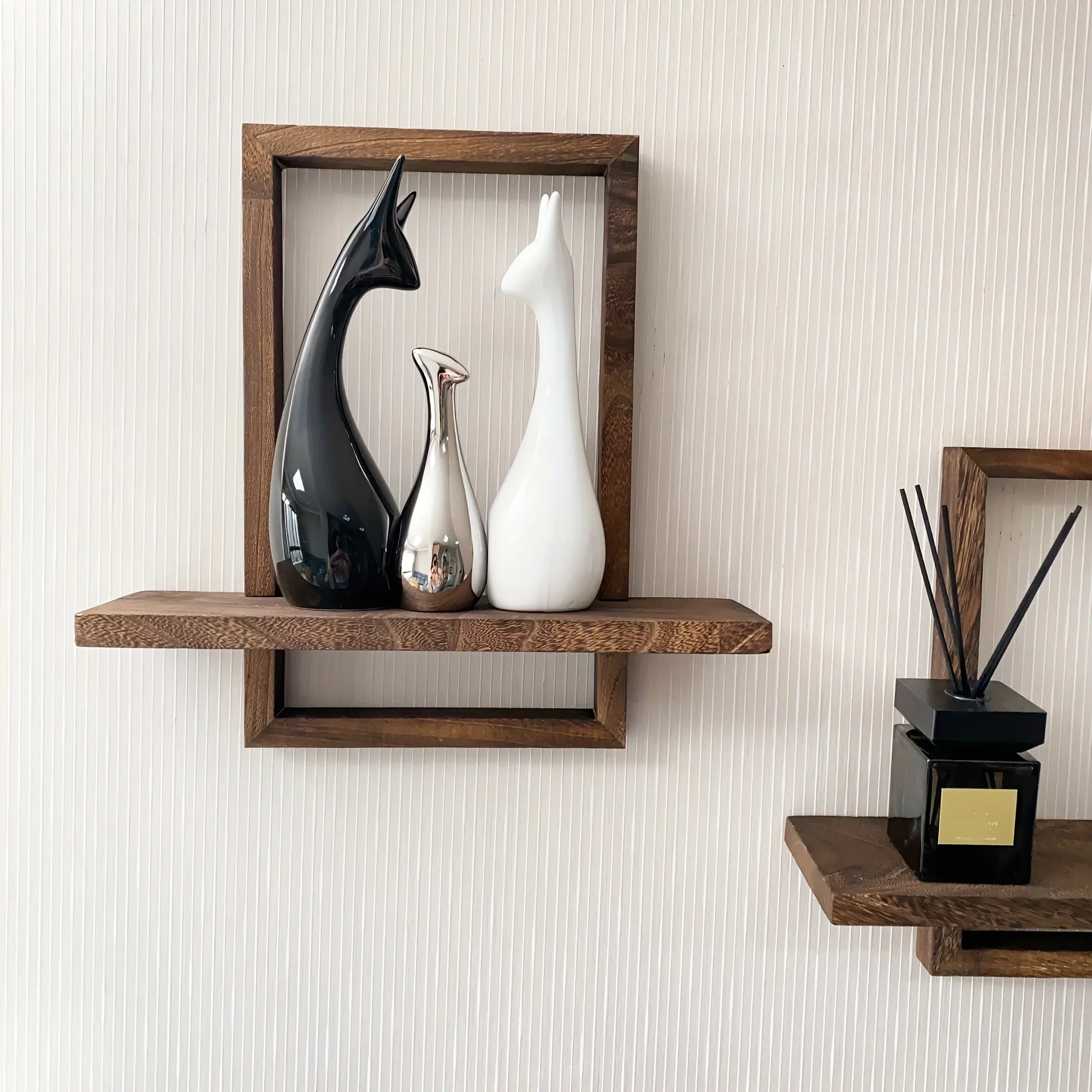 Floating Shelves - Rustic Wooden S, angled view - House Of Avana