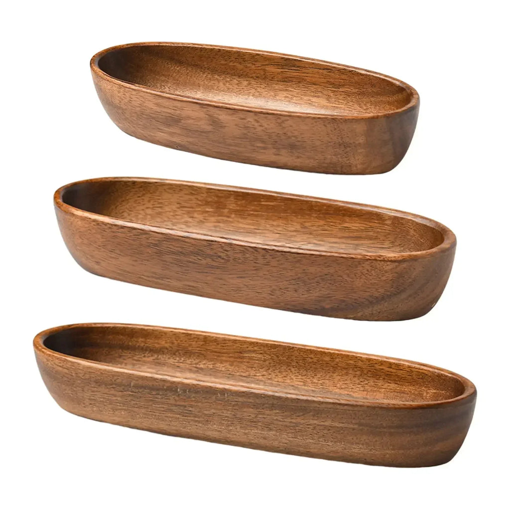 Wooden Serving Platter Durable Tableware for Snacks and Salads, front view - House Of Avana