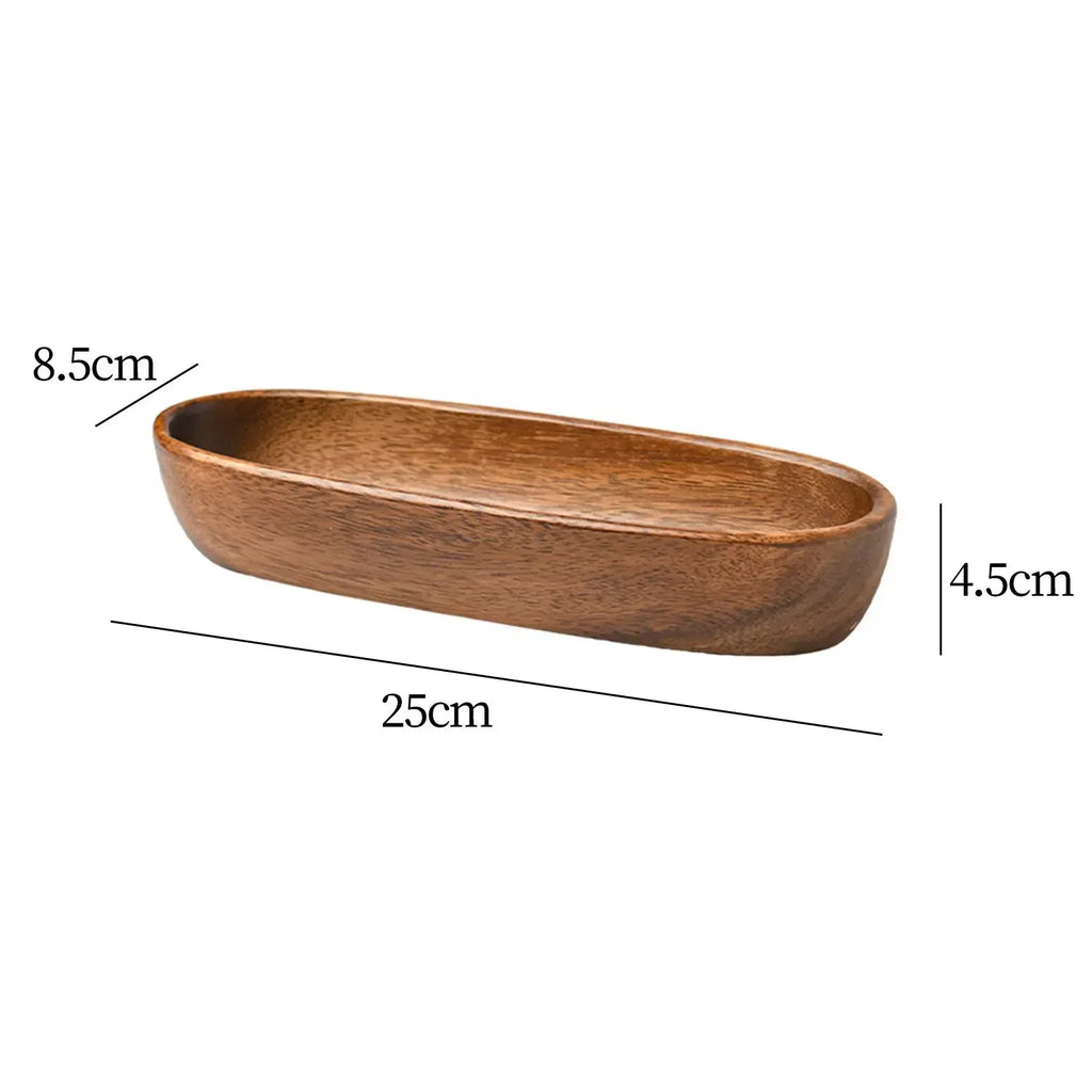 Wooden Serving Platter Durable Tableware for Snacks and Salads, top view - House Of Avana