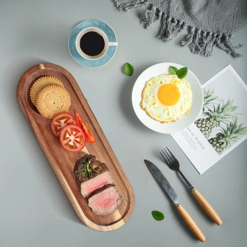 8-piece Wooden Serving Tray 11.5 X Inch (approx 29.9 X 10.5 Cm) Deli Board Oval Wooden Plate Cheese... - House Of Avana [[SKU:HOA-SRV-004]]