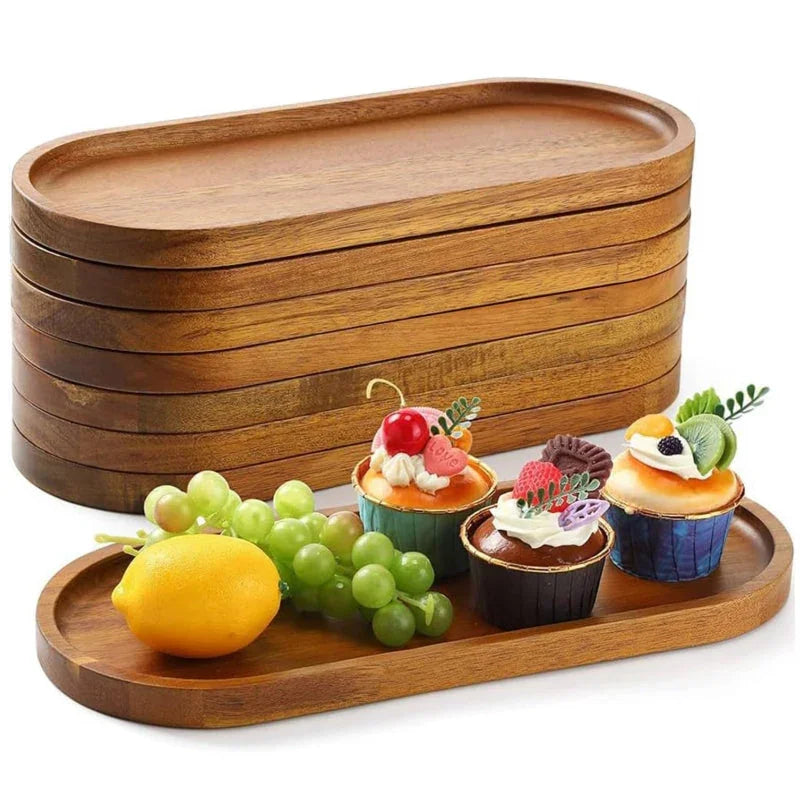 8-piece Wooden Serving Tray 11.5 X Inch (approx 29.9 X 10.5 Cm) Deli Board Oval Wooden Plate Cheese... - House Of Avana [[SKU:HOA-SRV-004]]