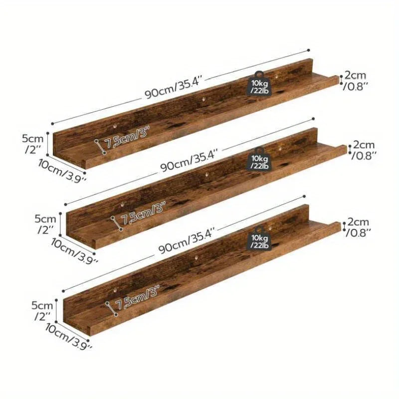 Shelves - Raised Edge Wooden Inch, side view - House Of Avana