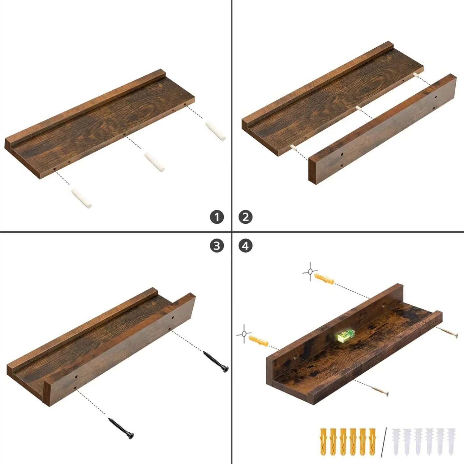 Shelves - Raised Edge Wooden Inch, top view - House Of Avana