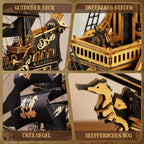 ROKR 3D Wooden Ship Model Kit - Intricate Seahorse Barque Design, Detailed Sailing Ship for Adults & Model Enthusiasts, Home Desk Decoration Gift, Wooden Construction, Nautical Decor, Detailed Craftsmanship House Of Avana [[SKU:HOA-XMS-040]]