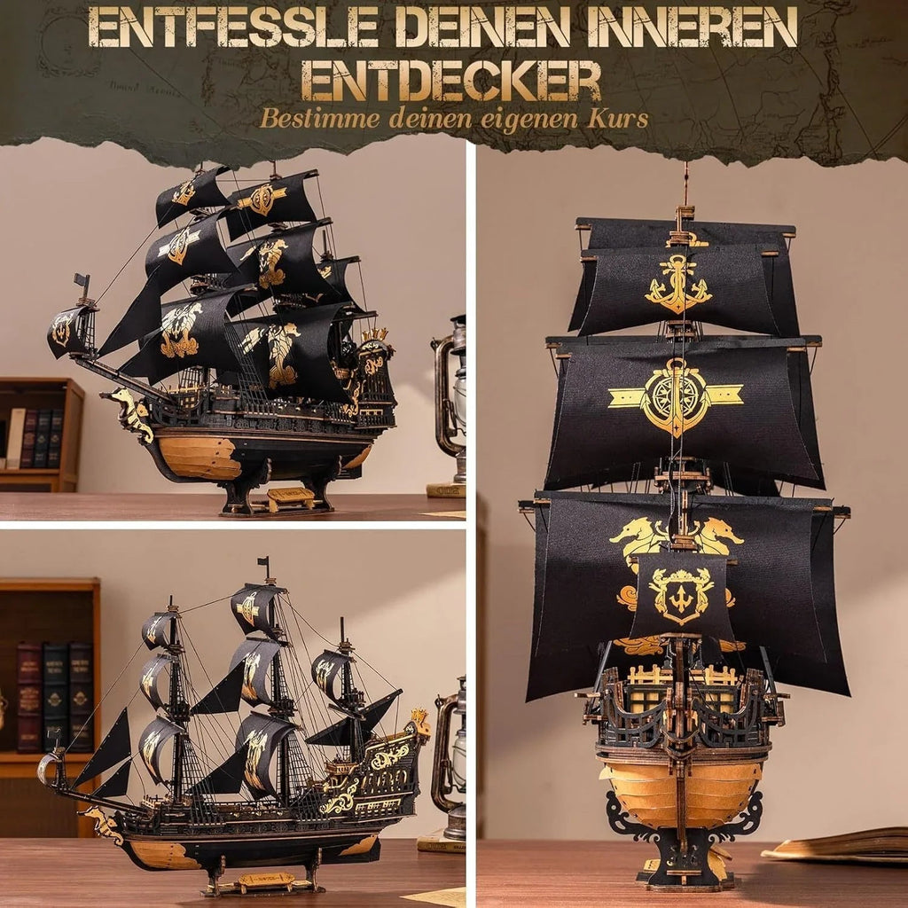 ROKR 3D Wooden Ship Model Kit - Intricate Seahorse Barque Design, Detailed Sailing Ship for Adults & Model Enthusiasts, Home Desk Decoration Gift, Wooden Construction, Nautical Decor, Detailed Craftsmanship House Of Avana [[SKU:HOA-XMS-040]]