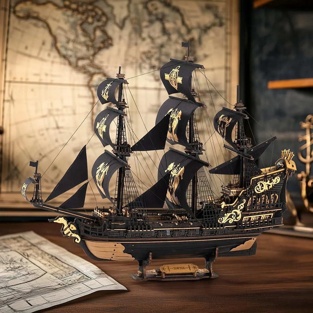 ROKR 3D Wooden Ship Model Kit - Intricate Seahorse Barque Design, Detailed Sailing Ship for Adults & Model Enthusiasts, Home Desk Decoration Gift, Wooden Construction, Nautical Decor, Detailed Craftsmanship House Of Avana