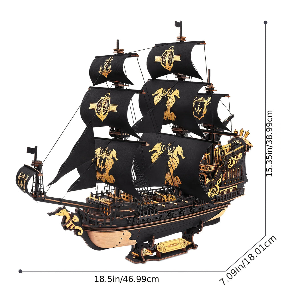 ROKR 3D Wooden Ship Model Kit - Intricate Seahorse Barque Design, Detailed Sailing Ship for Adults & Model Enthusiasts, Home Desk Decoration Gift, Wooden Construction, Nautical Decor, Detailed Craftsmanship House Of Avana
