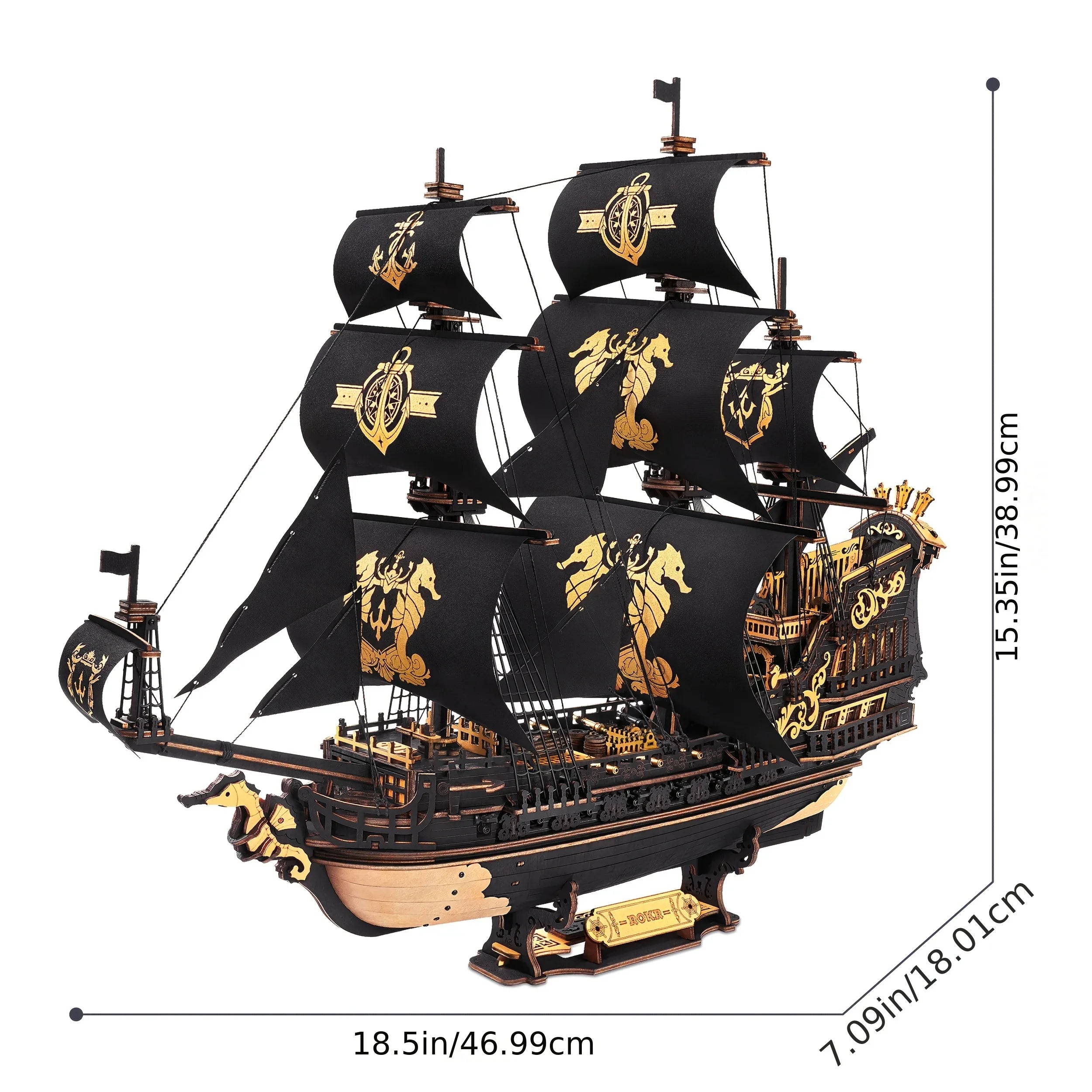 ROKR 3D Wooden Ship Model Kit - Intricate Seahorse Barque Design, Detailed Sailing Ship for Adults & Model Enthusiasts, Home Desk Decoration Gift, Wooden Construction, Nautical Decor, Detailed Craftsmanship House Of Avana