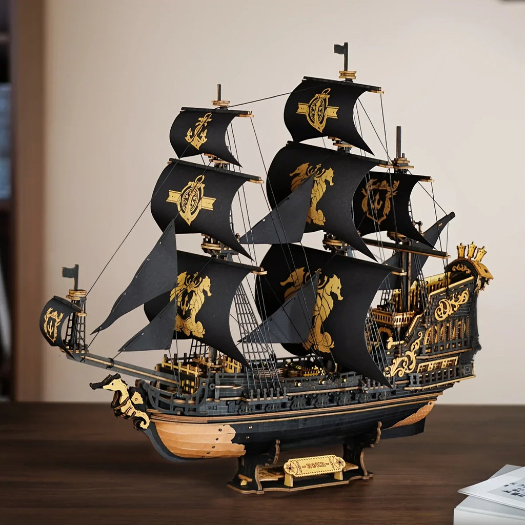 ROKR 3D Wooden Ship Model Kit - Intricate Seahorse Barque Design, Detailed Sailing Ship for Adults & Model Enthusiasts, Home Desk Decoration Gift, Wooden Construction, Nautical Decor, Detailed Craftsmanship House Of Avana