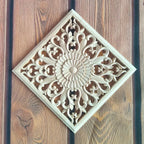 Wooden Square Applique 20cm Unpainted Home Decor Cornice, back view - House Of Avana [[SKU:HOA-WAL-047]]