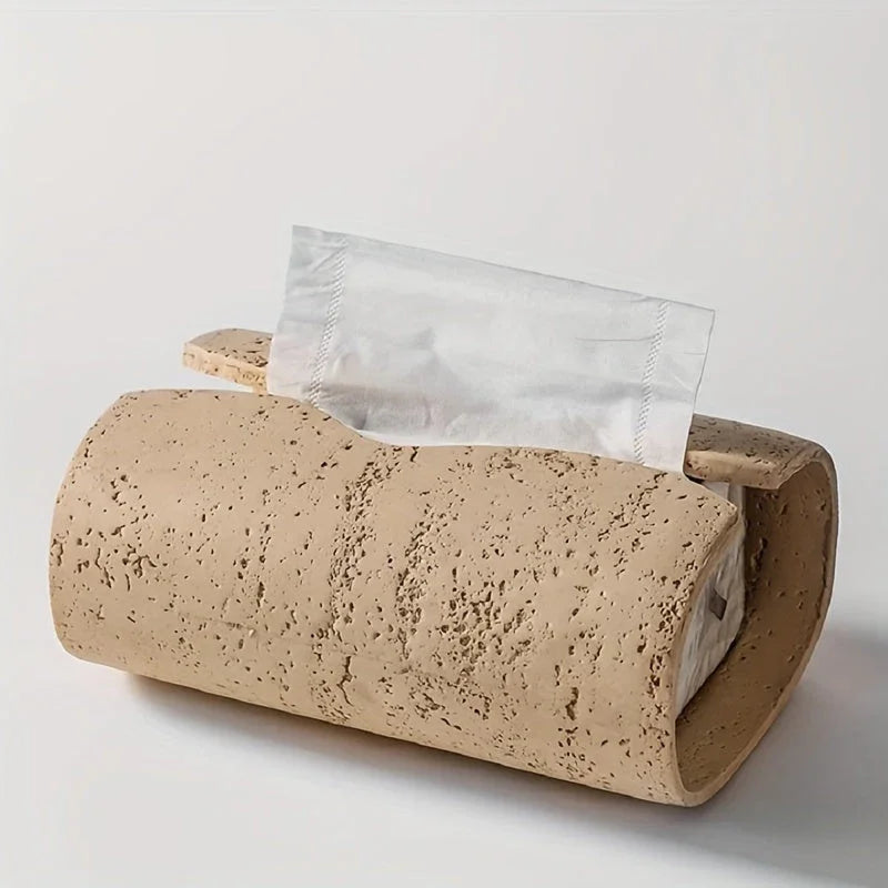 Tissue Box - Wooden Curved with Lid, back view - House Of Avana