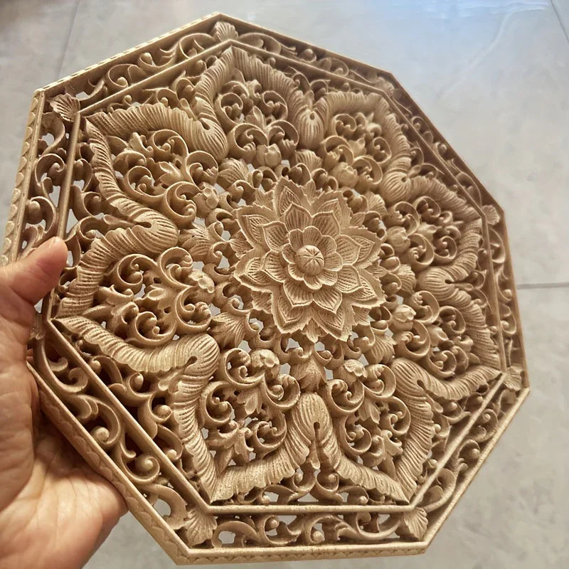 Wall Art - Decorative Wooden Octagonal, front view - House Of Avana