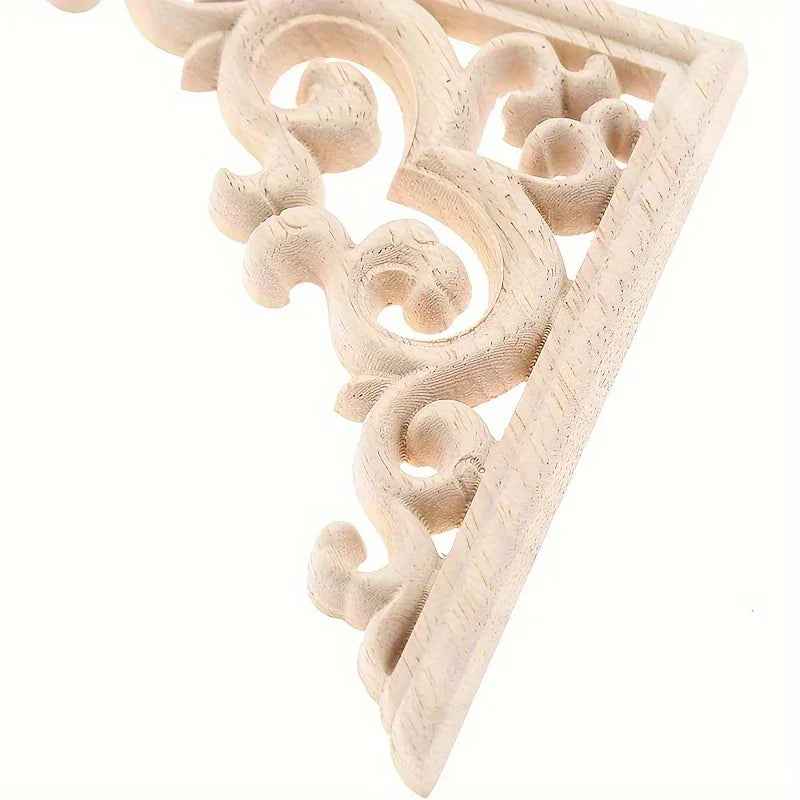 4-pack Wooden Corner Carvings, Transverse Orientation Wood Cabinet Corner Stickers, No Electricity or... - House Of Avana