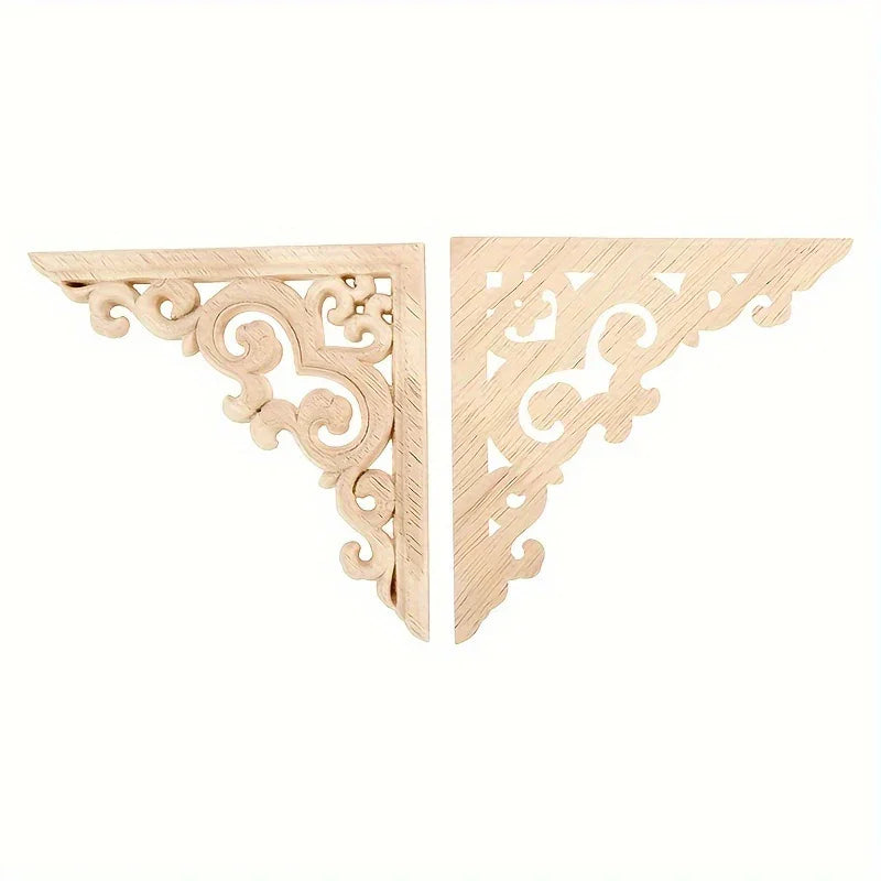 4-pack Wooden Corner Carvings, Transverse Orientation Wood Cabinet Corner Stickers, No Electricity or... - House Of Avana