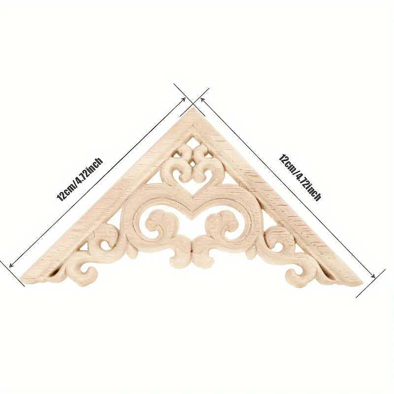 4-pack Wooden Corner Carvings, Transverse Orientation Wood Cabinet Corner Stickers, No Electricity or... - House Of Avana