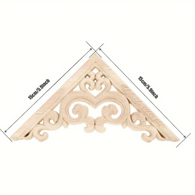 4-pack Wooden Corner Carvings, Transverse Orientation Wood Cabinet Corner Stickers, No Electricity or... - House Of Avana