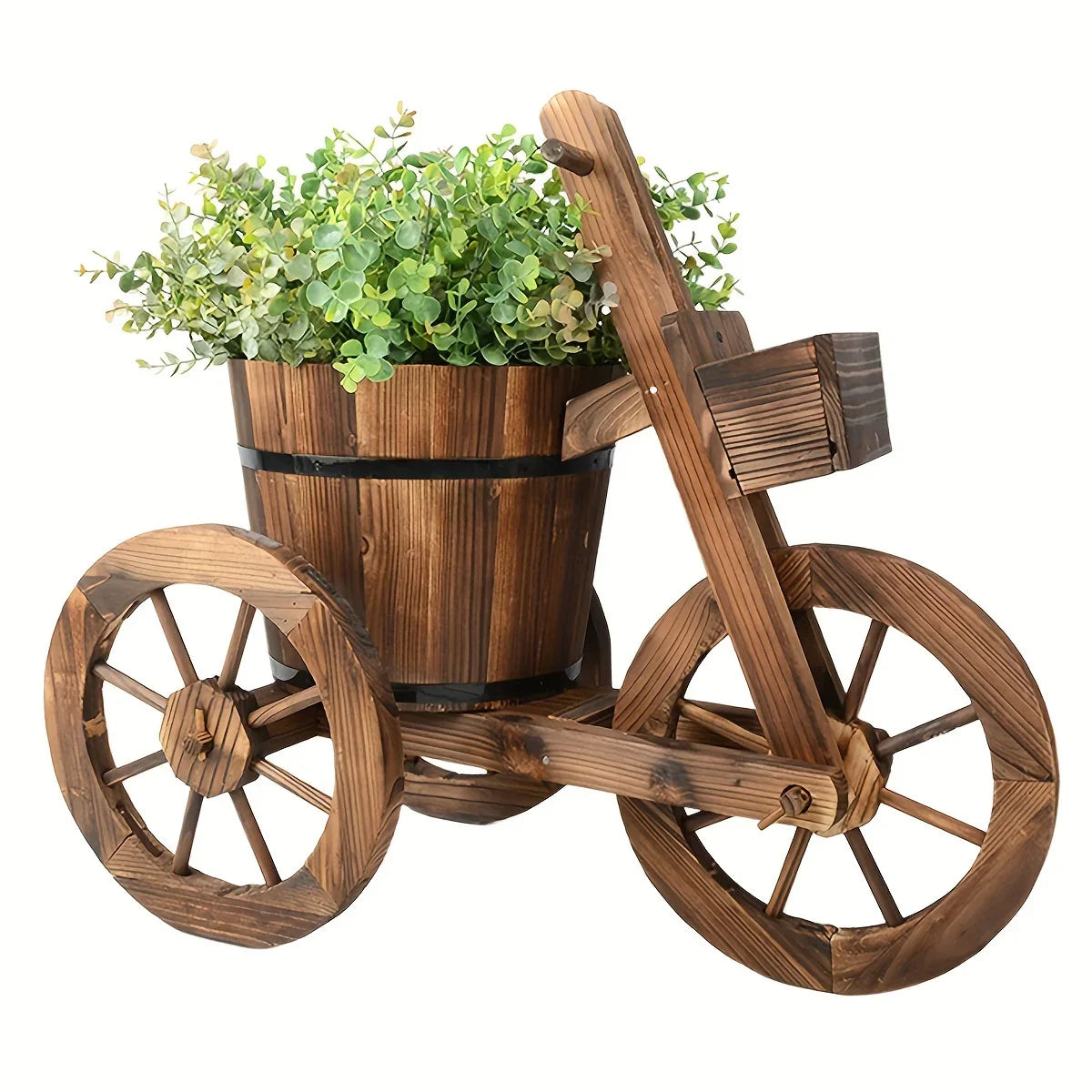 Garden Retro Style Wooden Tricycle Flowerpot Solid Wood Outdoor Garden Plant Planting Flowerpot Home... - House Of Avana