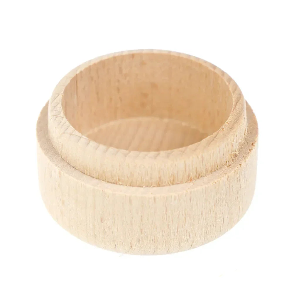 Wooden Wedding Ring Storage Box Round Wood Container, back view - House Of Avana