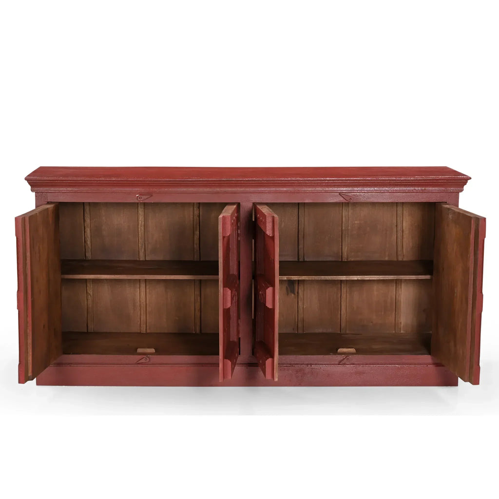 Woodland Red Wooden Sideboard 72"