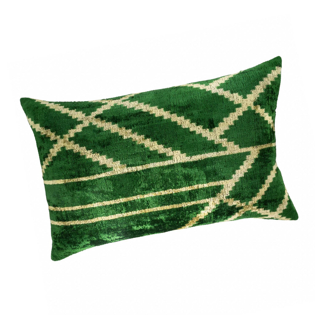 Woodlands Silk Velvet Ikat Pillow Cover X 24, back view - House Of Avana