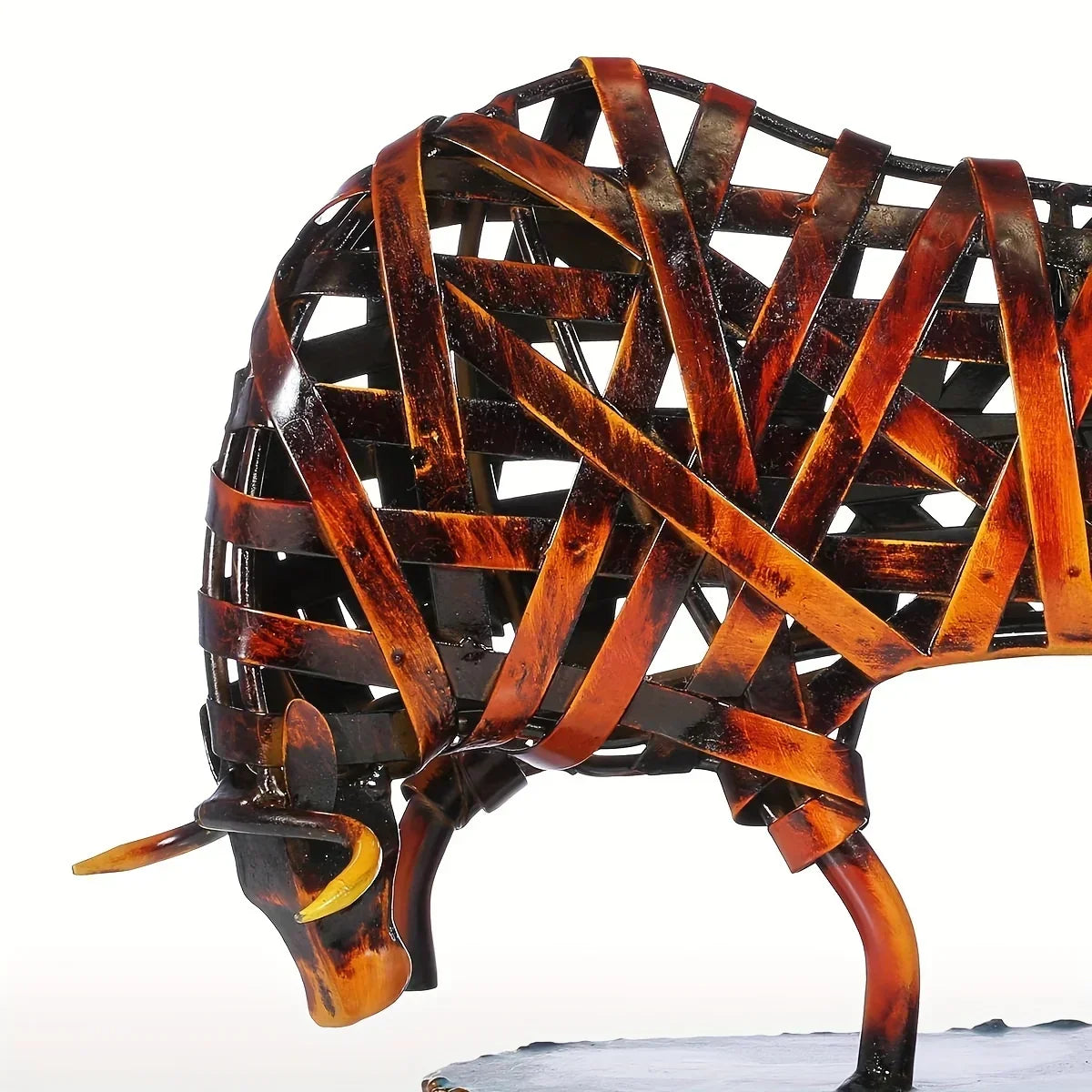 Iron woven cow Metal sculpture Iron sculpture Abstract sculpture Modern sculpture Home furnishings Animal sculpture Decoration C - House Of Avana