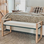 Woven Rattan Wooden Bench Decor Steals