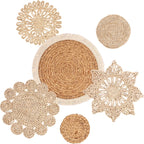 Woven wall basket set, natural fiber, hanging storage - House of Avana