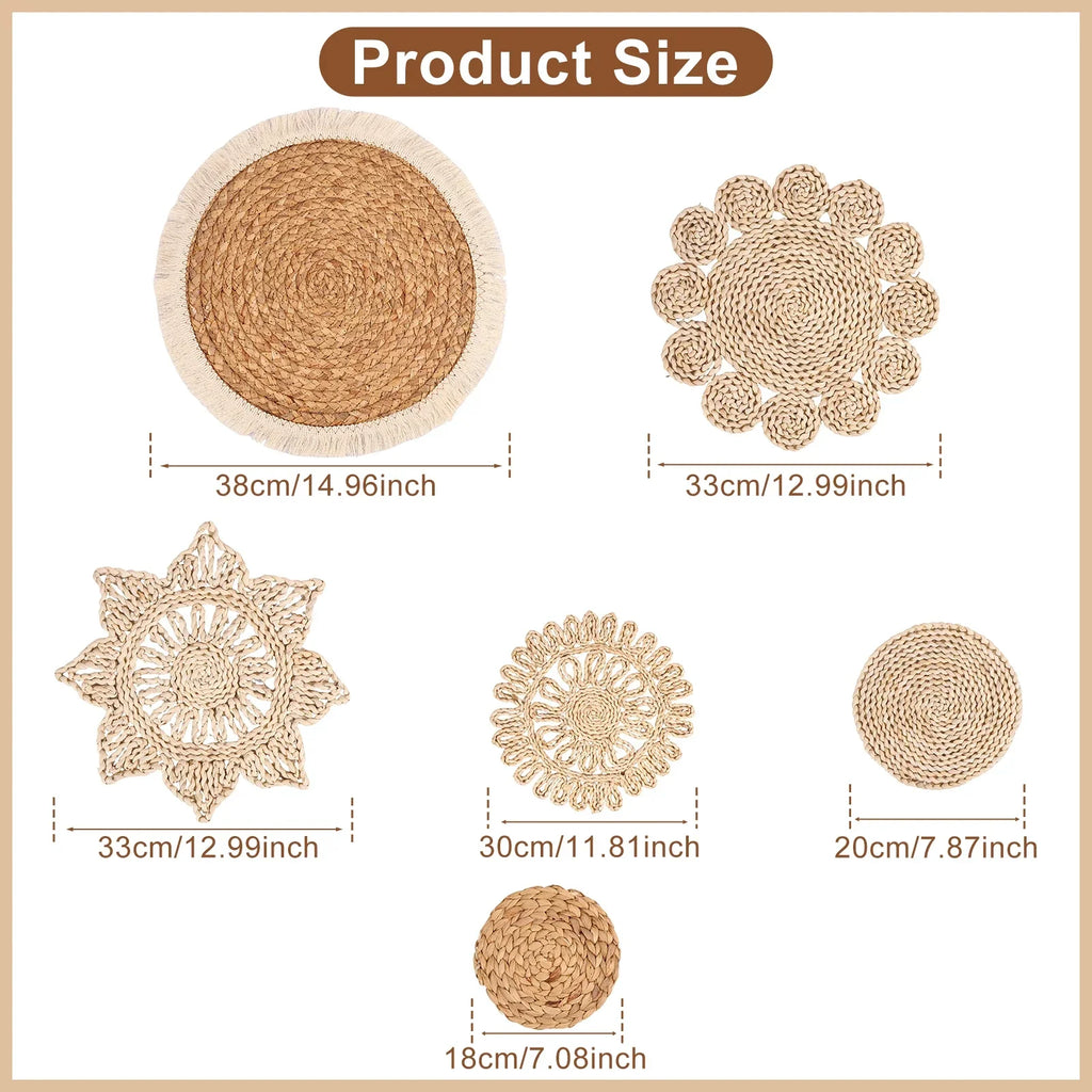 Woven wall basket set, natural fiber, hanging storage - House of Avana