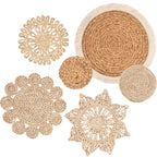 Woven wall basket set, natural fiber, hanging storage - House of Avana