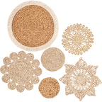 Woven wall basket set, natural fiber, hanging storage - House of Avana