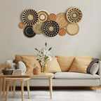 Woven Wicker Hanging Wall Basket Set of Round Boho Farmhouse Decor, detail shot - House Of Avana