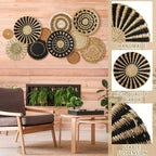 Woven Wicker Hanging Wall Basket Set of Round Boho Farmhouse Decor, angled view - House Of Avana