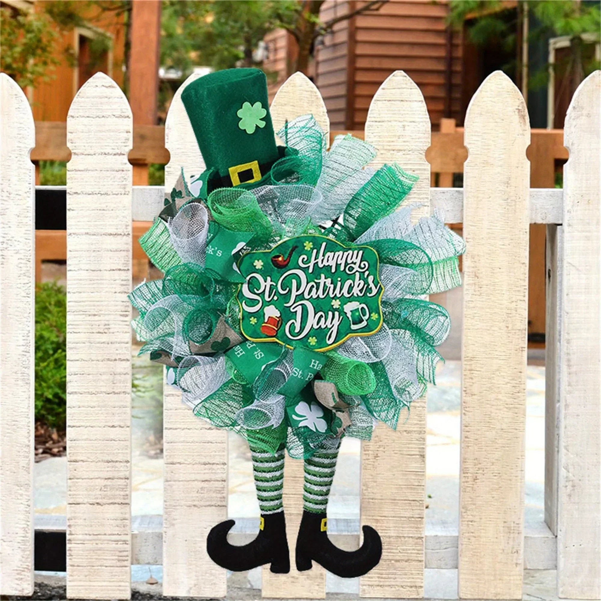 Wreath - Irish Green Mesh Ribbon