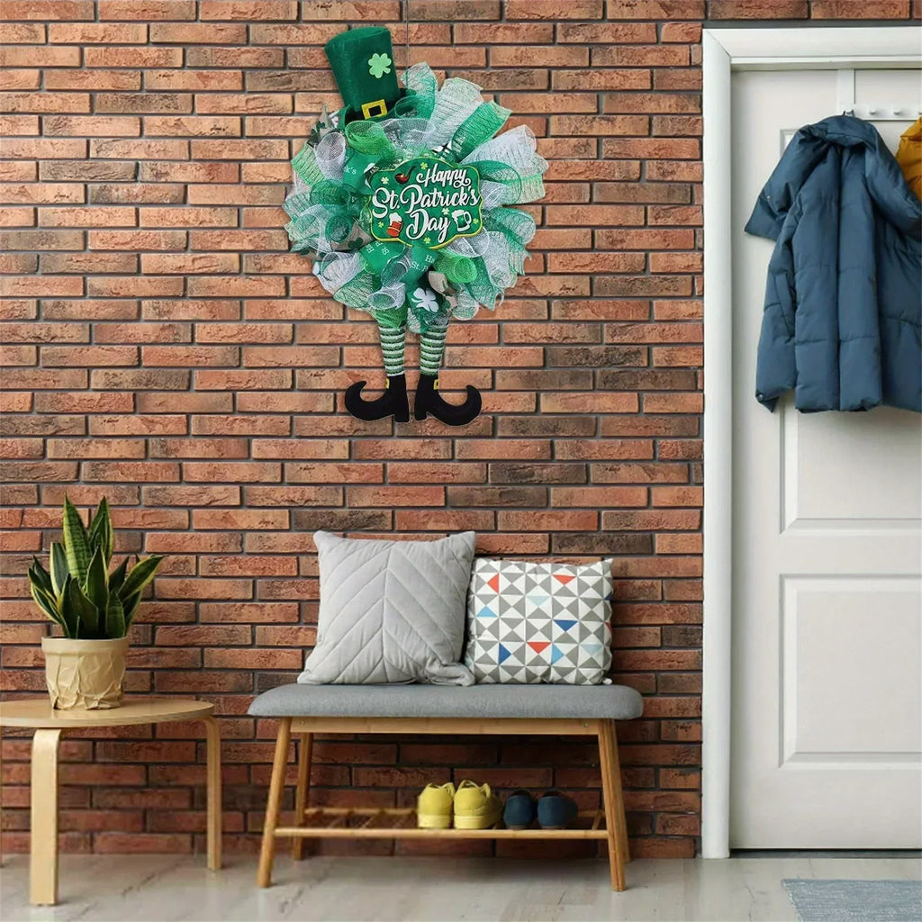 Wreath - Irish Green Mesh Ribbon